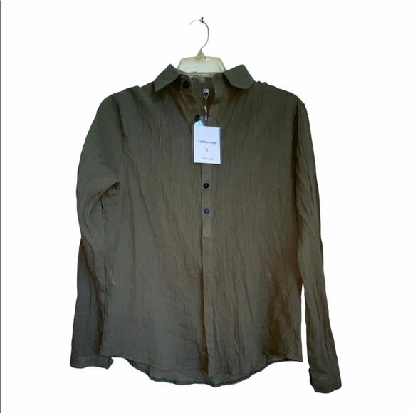 cesnleoik Tops - NWT-Cesnleoik Green Linen Button Down Shirt